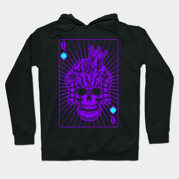 Queen of Spades Purple Skull Hoodie by Ravensdesign